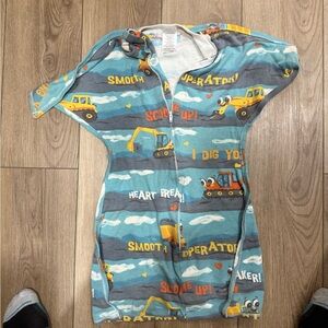 Kids Blue Construction-Themed Zip-Up Onesie